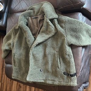 Women Green Sherpa Jacket